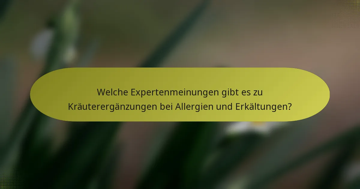 Welche Expertenmeinungen gibt es zu Kräuterergänzungen bei Allergien und Erkältungen?