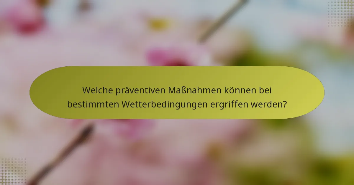 Welche präventiven Maßnahmen können bei bestimmten Wetterbedingungen ergriffen werden?